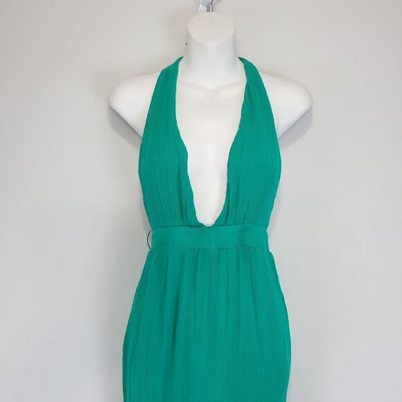 Lilyful Halter Jumpsuit Bow Knot Ankle Pants Deep V Neck Women S Gauzy Green - Picture 3 of 14